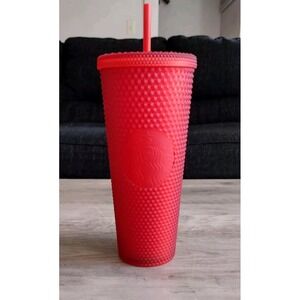 Starbucks Red Matte Studded Tumbler Cup With Straw 24 oz Valentine's Day Holiday